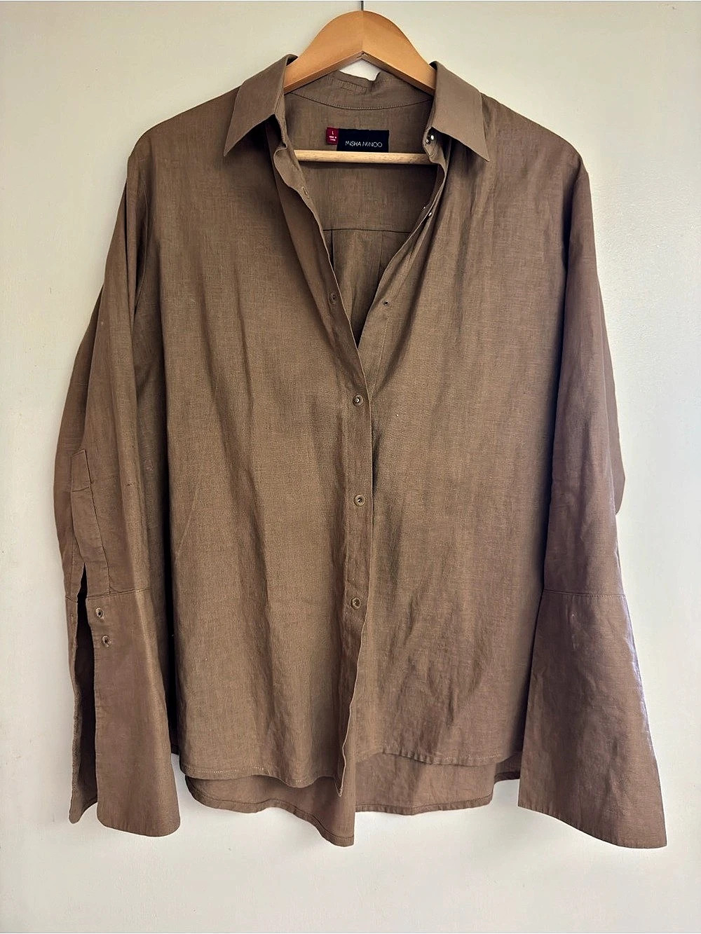 Misha Nonoo Boyfriend Brown Down Shirt Like New